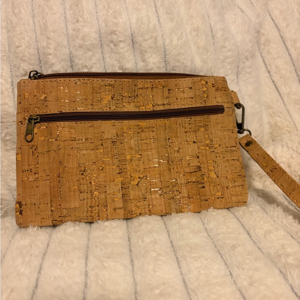 Floral Cork Wristlet Zip Pouch Vegan Eco Friendly Clutch - Picture 5 of 5